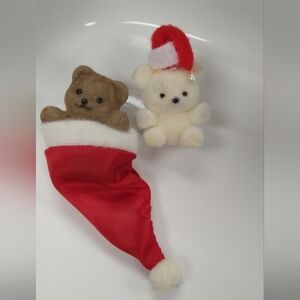 Christmas Teddy Bear Brooch / Pin Set